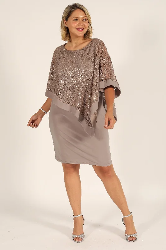 R&M Richards 8749P Short Petite Lace Poncho Dress Sale