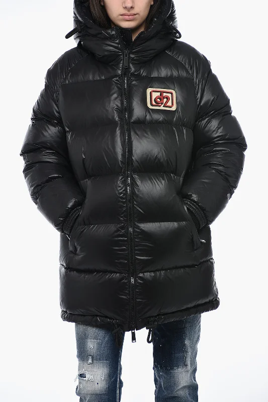 Dsquared2 Hooded Down Jacket with Logo Patch