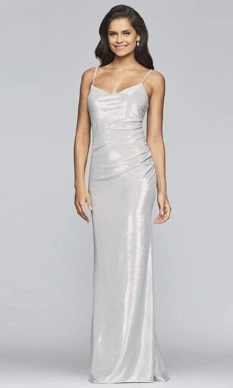 Faviana - Cowl Neck Metallic Jersey Sheath Dress S10256