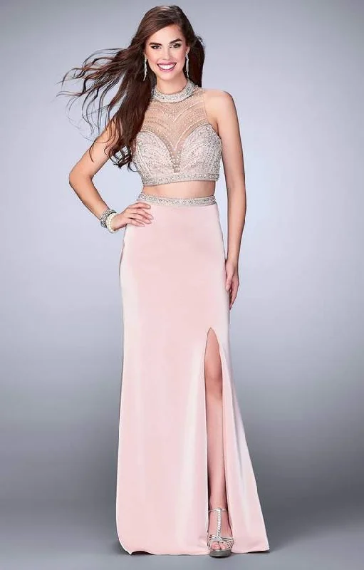 La Femme - Embellished Sweetheart Two Piece Gown With Slit 24126SC