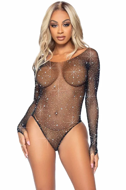 Galaxy Star Rhinestone Fishnet Bodysuit