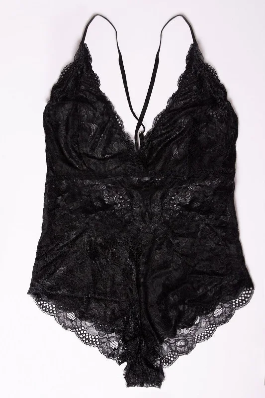 Black Lace One Piece Bodysuit Lingerie