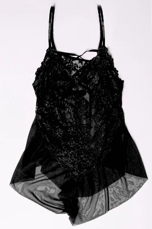 Black Lace One Piece Bodysuit Lingerie