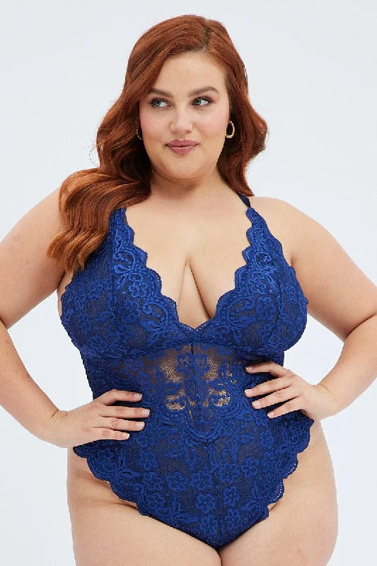 Blue Lace One Piece Bodysuit