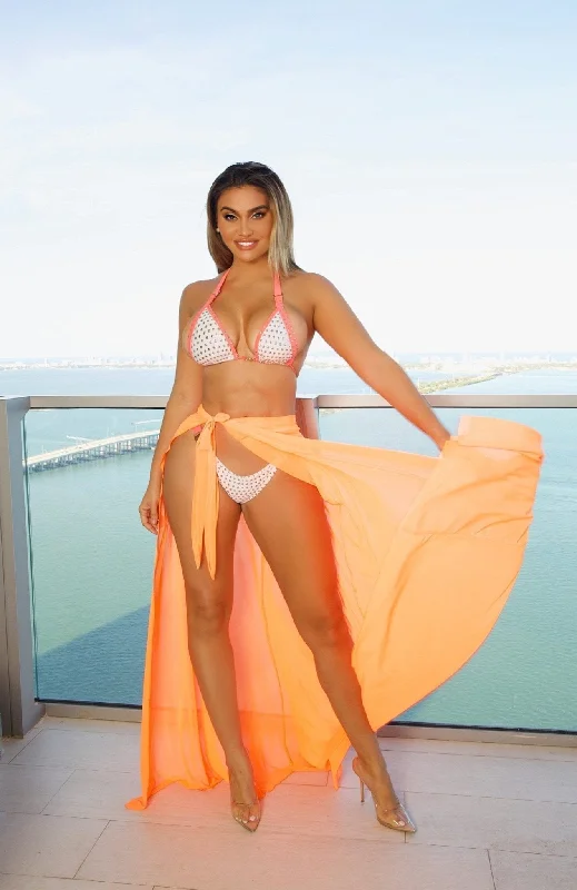 Simple Sheer Cover Up Skirt (Orange)